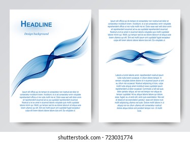 Layout brochures, flyers. Abstract background with blue wave