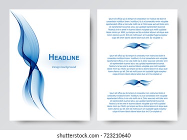 Layout brochures, flyers. Abstract background with blue wave