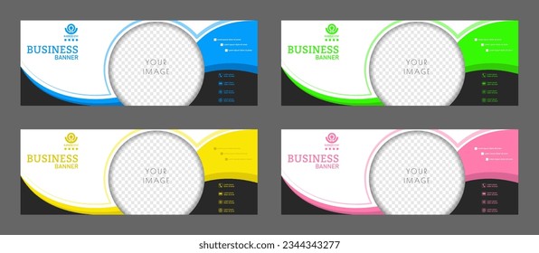 Diseño de un cartel comercial. Un conjunto de plantillas horizontales coloreadas con espacio para una foto, ilustración o imagen corporativa. Diseño de la portada de un catálogo moderno, folleto, proyecto o idea creativa