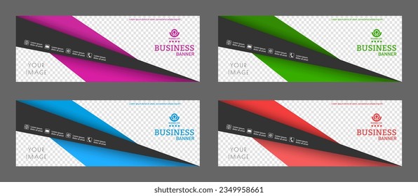 Diseño de un cartel comercial. Un conjunto de plantillas horizontales coloreadas con espacio para una foto, ilustración o imagen corporativa. Diseño de la portada de un catálogo moderno, folleto, proyecto o idea creativa