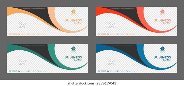 Diseño de un cartel comercial. Un conjunto de plantillas horizontales coloreadas con espacio para una foto, ilustración o imagen corporativa. Diseño de la portada de un catálogo moderno, folleto, proyecto o idea creativa