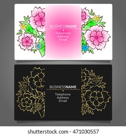 Layout business card with flowers vector