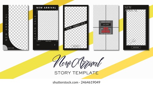 Layout for business stories template new arrival, new collection. New arrival promotion social media post design.