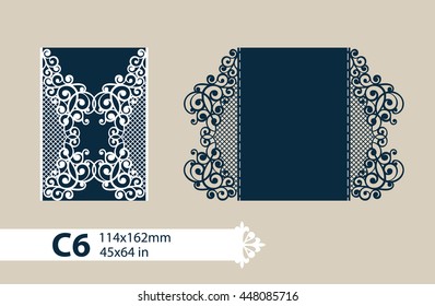 The layout of the cards in three additions. The template for greeting cards, invitations, menus, etc. The picture suitable for laser cutting, paper cutting or printing. Vector