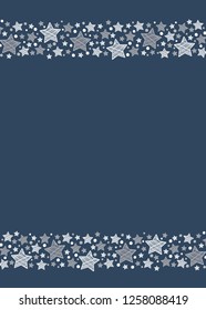 Layout of Christmas greeting card with decorative stars. Vector.