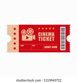 layout of cinema ticket, flat style, realistic template, vector image