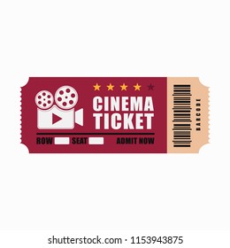 layout of cinema ticket, flat style, realistic template, vector image