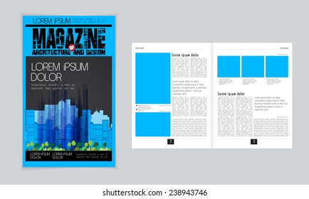 Layout of cover and magazine. Vector