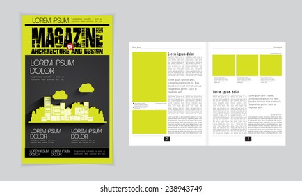 Layout of cover and magazine. Vector