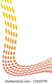 A layout with curved dots over a white background in vector format.