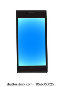 layout for cutting and pasting vector A black smartphone with blue blank screen on isolated white background