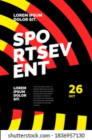 Layout design with abstract dynamic shapes and circles for sports event, competition or championship. Vector illustration for poster, flyer or website design.