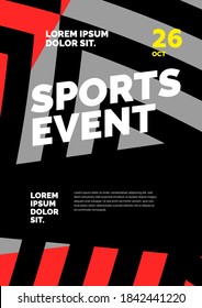 Layout design with abstract dynamic shapes for sports event, competition or championship. Vector illustration for poster, flyer or website design.