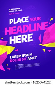 Layout design with abstract polygonal and dynamic shapes. Vector illustration for poster, flyer or website design.