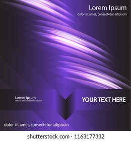 The layout design of the brochure template. Catalog, magazine, flyer. Abstract colored glowing lines on a dark background, light effects. Vector illustration.