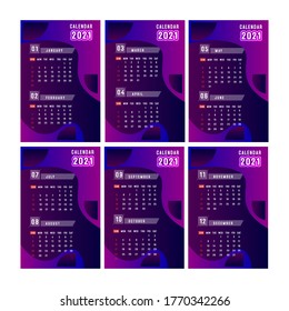 Layout design calendar 2021 ready to print and easy editable