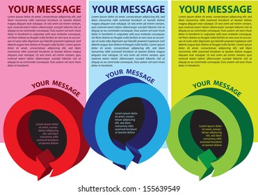 Layout design of circle blocks with colors and area for text. Vector illustration.