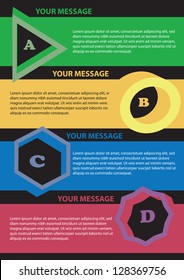 Layout design of different colorful shapes and area for text. Vector illustration.