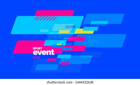 Layout design with dynamic shapes for event, tournament or championship. Sport background.
