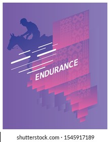 Layout design for equestrian discipline competition for sports symbol of Endurance, Jumping, Dressage and vaulting.