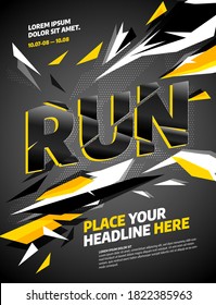 Layout design with explosion of shards. Vector illustration for poster, flyer or website design.