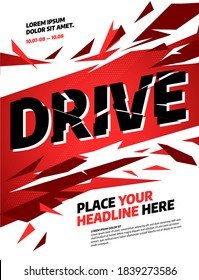 Layout design with explosion of shards. Vector illustration for poster, flyer or website design.