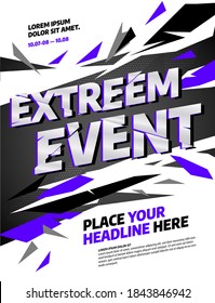 Layout design with explosion of shards. Vector illustration for poster, flyer or website design.