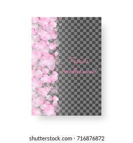 Layout design for flyers with cherry blossoms on a translucent backdrop