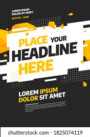 Layout design with flying polygonal shapes. Vector illustration for poster, flyer or website design.