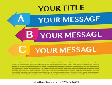 Layout design of fold paper with colors and area for text. Vector illustration.