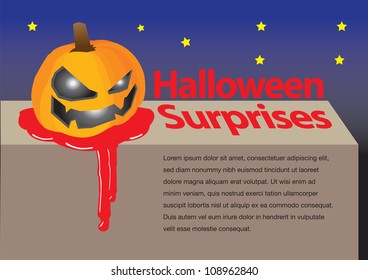 A layout design of a halloween pumpkin in red blood vector illustration