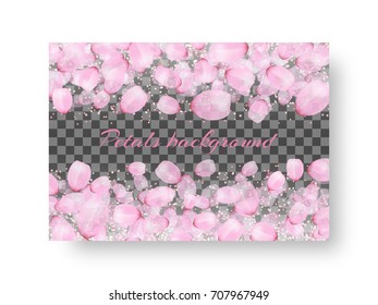 Layout design of leaflets with flying petals of Japanese cherries on a checkered backdrop