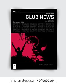 Layout design for music magazine, vector