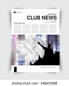Layout design for music magazine, vector