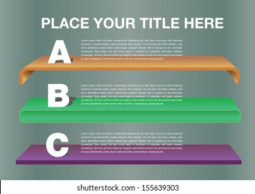 Layout Design with shelves and own area for text. Vector illustration.