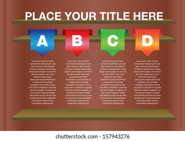 Layout Design with shelves and own area for text. Vector illustration.