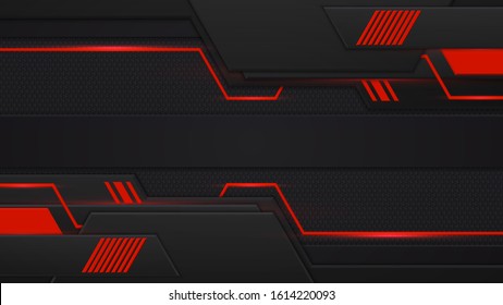 Layout design tech. Red and black contrast abstract technology background. Red backlight. Vector corporate design.