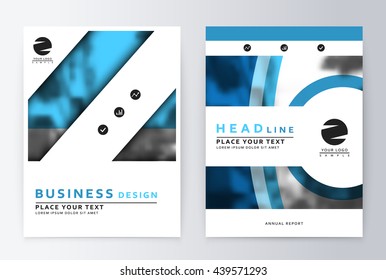 Layout design template, annual report brochure. Business flyer design template background blue