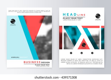Layout design template, annual report brochure. Business flyer design template background blue red