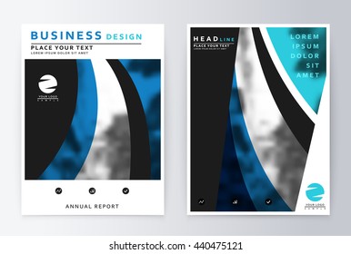 Layout design template, annual report brochure. Business flyer design template background blue