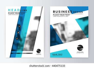 Layout design template, annual report brochure. Business flyer design template background blue