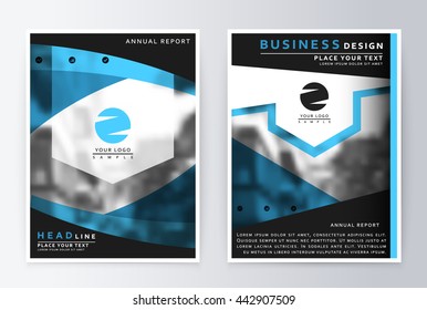Layout design template, annual report brochure. Business flyer design template background blue