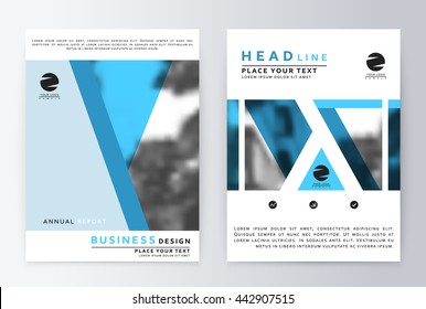 Layout design template, annual report brochure. Business flyer design template background blue