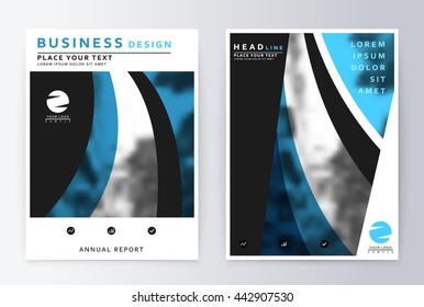Layout design template, annual report brochure. Business flyer design template background blue