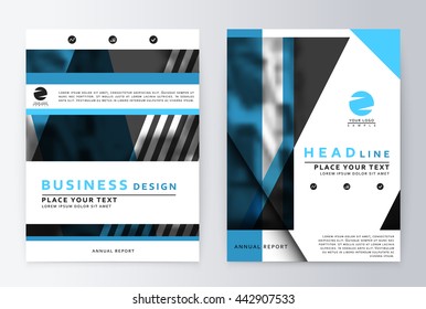 Layout design template, annual report brochure. Business flyer design template background blue