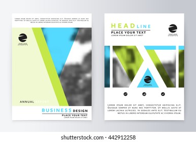 Layout design template, annual report brochure. Business flyer design template background green blue and white