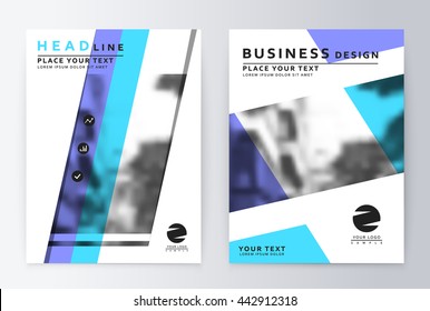 Layout design template, annual report brochure. Business flyer design template lilac and blue background