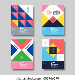 Layout Design Template, Cover Book, Flyer, Brochure, Business ,Geometry Form, Colorful, Swiss style modernism ,Vector Illustration.