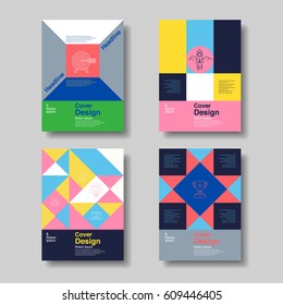 Layout Design Template, Cover Book, Flyer, Brochure, Business ,Geometry Form, Colorful Swiss style modernism,Vector Illustration.