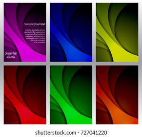 Layout Design Template, Cover Book, flyer. Abstract Background. Six variants in different colors. Vector image.